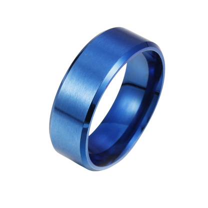 STAINLESS 8MM RING BLUE